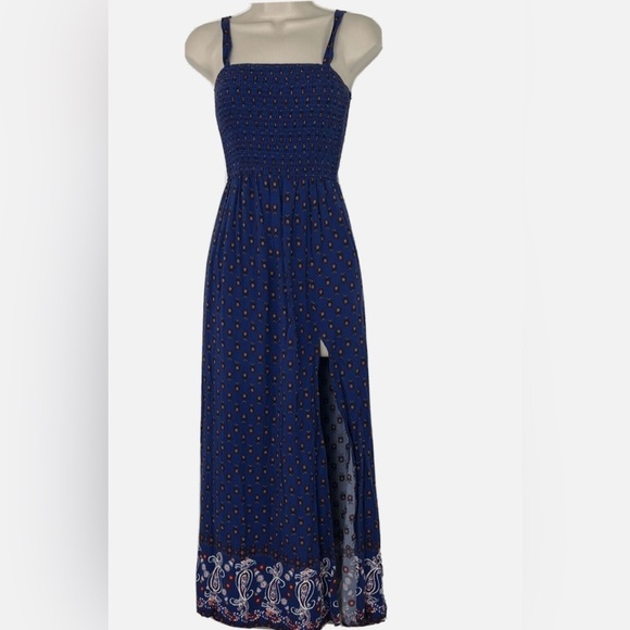 Band of Gypssies Maxi Smocked Spaghetti Straps Paisley Summer Dress, Sz: Small - Picture 1 of 6